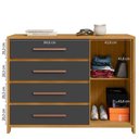 Ver imagem 4 de Cômoda Sapateira Allure 4 Gavetas 1 Porta MDP Puxador Plástico Grafite