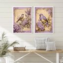 Ver imagem 1 de Kit 2 Quadros Decorativos Passarinhos Bougainville 45x34cm - com Vidro:madeira Preta