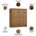 Ver imagem 5 de Guarda Roupa Casal 176cm 4 Portas 2 Gavetas Lázio Freijó F07 - Mpozenato