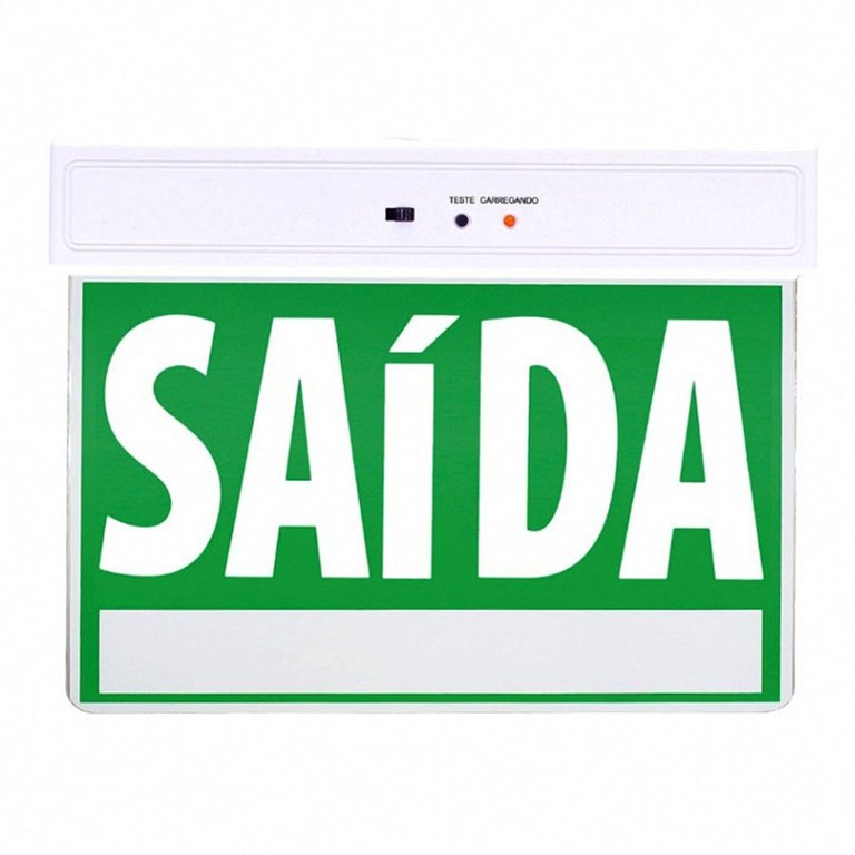 Placa de Sinalizaçao Saida Lampada Emergencia LED Bateria Recarregavel Luz Iluminaçao Empresa Placa de Sinalizaçao Saida Lampada Emergencia LED Bateria Recarregavel Luz Iluminaçao Empresa