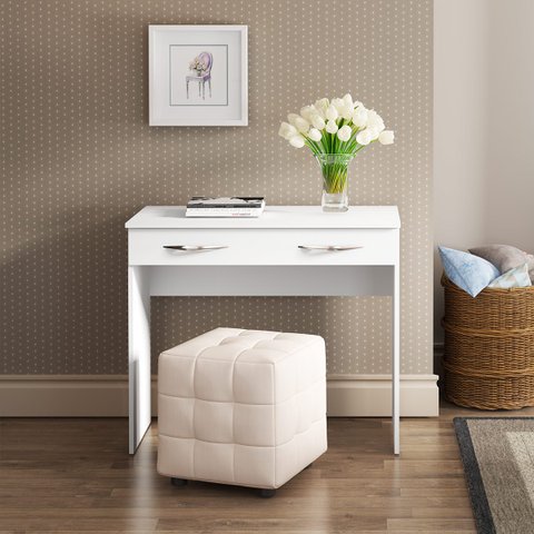 Mesa Escrivaninha Slim com Gaveta 90 X 77 Cm Mdp Branco 0702 Menu