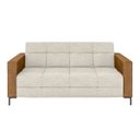 Ver imagem 5 de Sofá Living Decorativo Houston 2 Lugares 160cm Pés em Metal Linho/pu Off White/caramelo G33 - Gran B