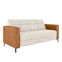 Ver imagem 1 de Sofá Living Decorativo Houston 2 Lugares 160cm Pés em Metal Linho/pu Off White/caramelo G33 - Gran B