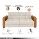 Ver imagem 3 de Sofá Living Decorativo Houston 2 Lugares 160cm Pés em Metal Linho/pu Off White/caramelo G33 - Gran B