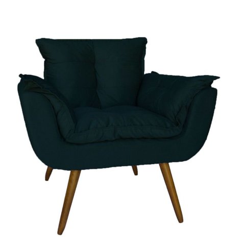 Poltrona Decorativa Estofada Para Salão de Beleza Opala Suede Azul Marinho - LM DECOR