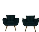 Ver imagem 3 de Poltrona Decorativa Estofada Para Salão de Beleza Opala Suede Azul Marinho - LM DECOR