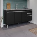 Ver imagem 5 de Balcão de Pia para Cozinha 150 cm 4 Portas Lyan Preto