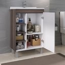 Ver imagem 3 de Kit Conjunto de Balcão para Banheiro Sophia 60cm Branco/amêndoa Fabribam