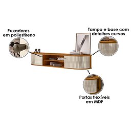 Rack Bancada Suspensa Algarve com Aparador Estoril e Mesa de Centro Indianápolis Cinamomo Off White - 3 Rack Bancada Suspensa Algarve com Aparador Estoril e Mesa de Centro Indianápolis Cinamomo Off White - 3