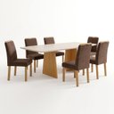 Ver imagem 2 de Conjunto de Mesa de Jantar 6 Lugares 160x80cm MDF Lyra Cinamomo Off White Marrom
