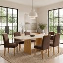 Ver imagem 1 de Conjunto de Mesa de Jantar 6 Lugares 160x80cm MDF Lyra Cinamomo Off White Marrom