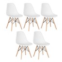 Ver imagem 1 de Kit 5 Cadeiras Charles Eames Eiffel Dsw - Base de Madeira Clara - Branco Multicolorido