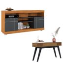 Ver imagem 1 de Rack Bancada Yara Noce Milano Preto Acetinado com Aparador para Sala Riviera Noce Milano – Colibri