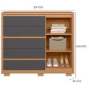 Ver imagem 3 de Guarda Roupa Solteiro Doble 04 Portas com Espelho e Cômoda Sapateira Duetto Freijo Titanium - Móveis