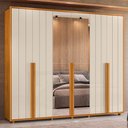 Ver imagem 2 de Guarda Roupa Casal Volpi Ripado 6 Portas Cinamomo/off White com 4 Espelhos - Madetec