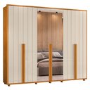 Ver imagem 1 de Guarda Roupa Casal Volpi Ripado 6 Portas Cinamomo/off White com 4 Espelhos - Madetec