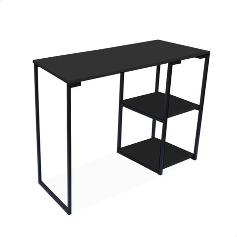 Escrivaninha Mesa Industrial Nic 90 Cm Preto e Tampo Preto