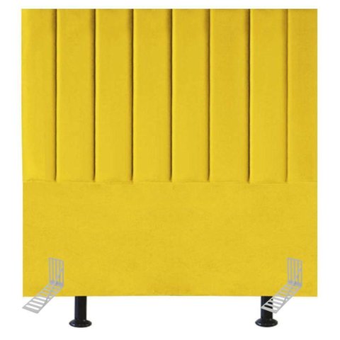 Cabeceira Estofada Cama Casal 140 Cm Lídia Suede e Frame Amarelo