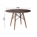 Ver imagem 3 de Conjunto de Jantar Mesa Redonda em Madeira 90cm Amêndoa com 4 Poltronas Pretas Marrom