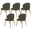 Ver imagem 1 de Kit 05 Cadeiras de Jantar e Estar Living Estofada Mia L02 Linho Verde Musgo - Lyam Decor