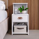 Ver imagem 2 de Kit 2 Mesinhas Bide Pequena Gaveta Nicho Cabeceira Modulada Cama Box Casal King Size 1,95 Quarto