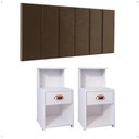 Ver imagem 1 de Kit 2 Mesinhas Bide Pequena Gaveta Nicho Cabeceira Modulada Cama Box Casal King Size 1,95 Quarto