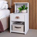 Ver imagem 3 de Kit 2 Mesinhas Bide Pequena Gaveta Nicho Cabeceira Modulada Cama Box Casal King Size 1,95 Quarto