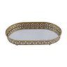 Bandeja Oval Romani Em Ferro Com Espelho Dourada 27998 - 1