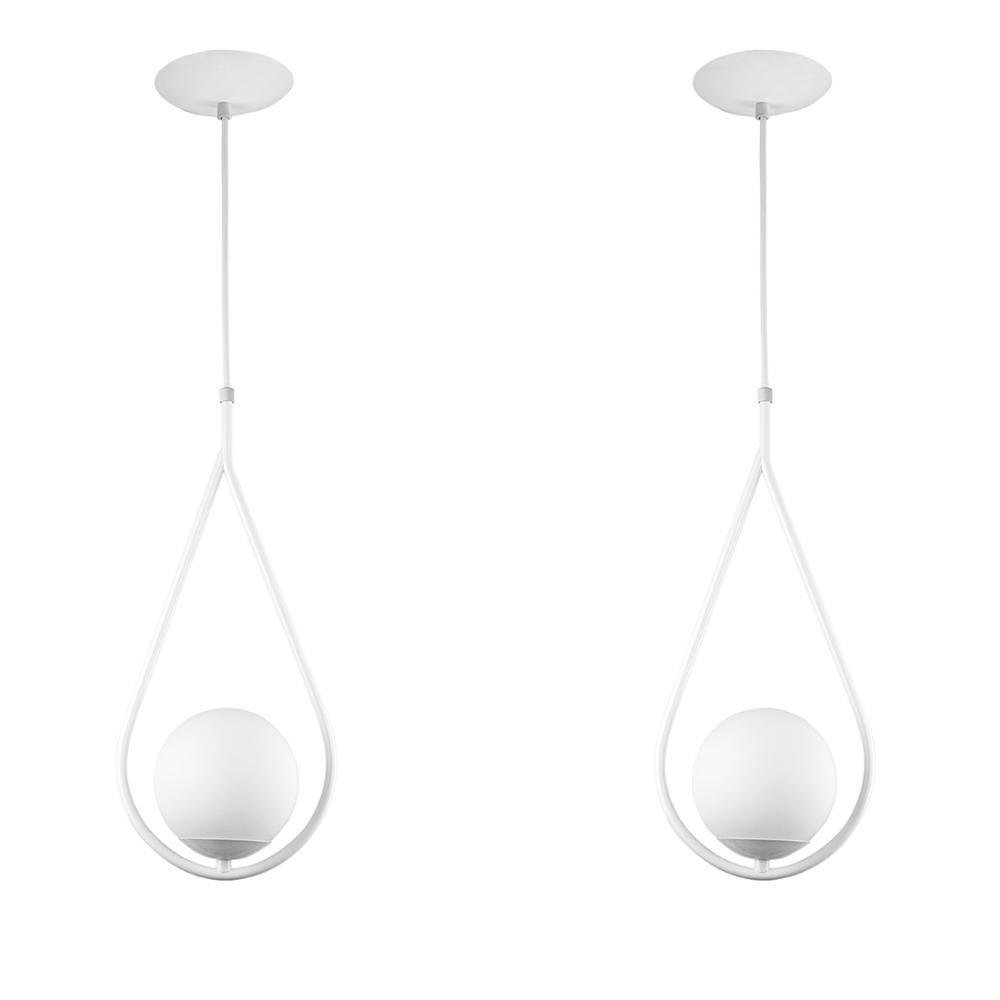 Kit 2 Luminária Pendente Aro Gota Orby Branco Magnifico - 1