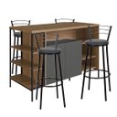 Ver imagem 1 de Mesa Bancada Gourmet Estilo Industrial com 2 Portas Grafite com 4 Banquetas