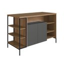 Ver imagem 2 de Mesa Bancada Gourmet Estilo Industrial com 2 Portas Grafite com 4 Banquetas