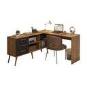 Ver imagem 1 de Mesa de Escritório em L com 3 Gavetas Porto Multimóveis Mp6044 Madeirado/preto