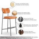 Ver imagem 4 de Kit 4 Banquetas Baixa Sala de Jantar Lisa Pés Preto PU Caramelo m² - Monari Design