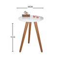 Ver imagem 2 de Mesa de Canto Pés Palito Amadeirado com Tampo Vidro 35cm Branco 70cm