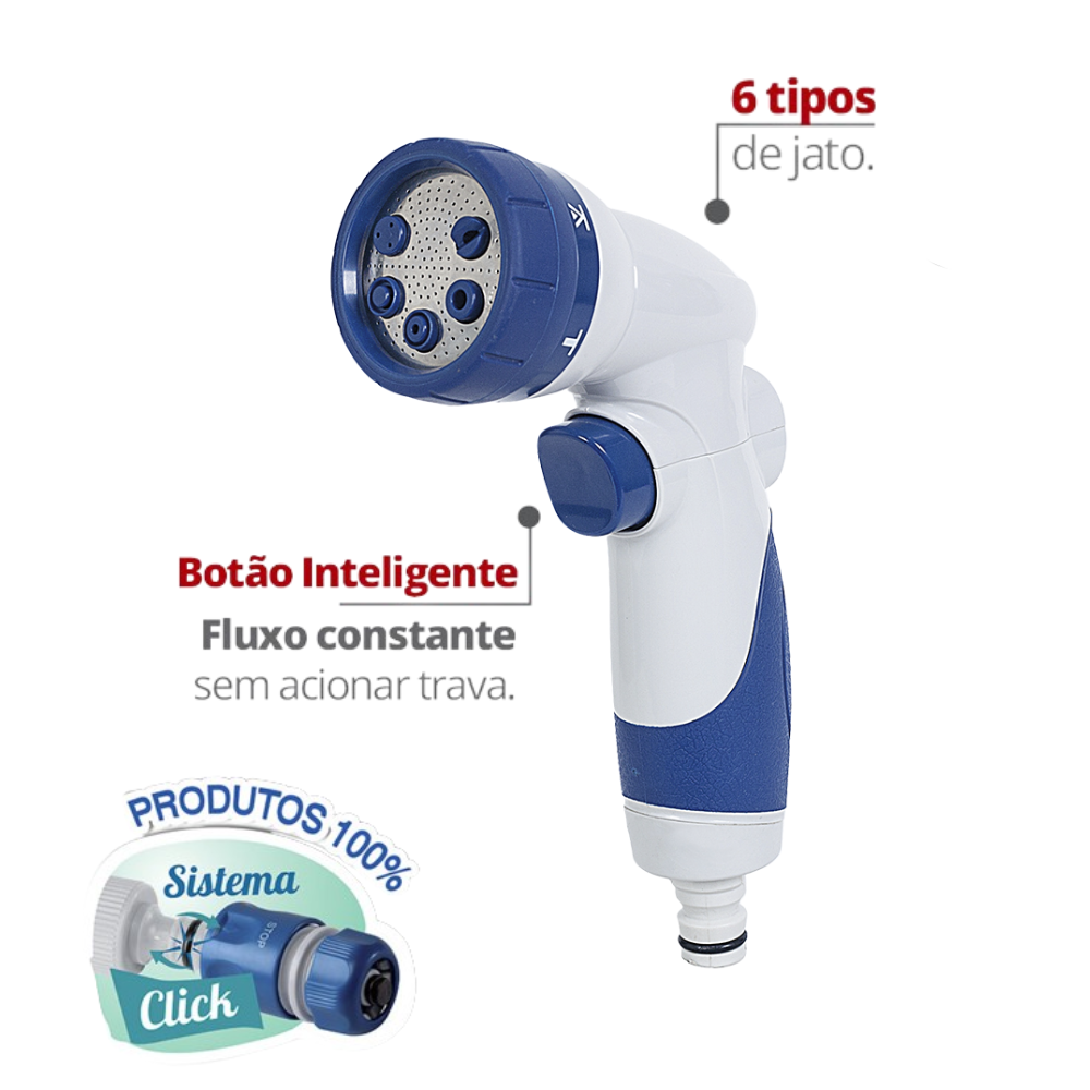 Hidropistola Multifunção Smart 6 Tipos de Jato Cor Branco e Azul Durín - 3