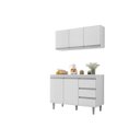 Ver imagem 1 de Kit Balcão Gabinete para Pia Andreia e Armário Aéreo Andreia 120cm Branco - Ajl Móveis