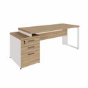 Ver imagem 4 de Mesa Diretor para Escritório F5 Office g Moderno 3 Gavetas 150cm Macadâmia com Branco F5 Office
