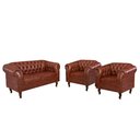 Ver imagem 1 de Conjunto 03 Peças Namoradeira e Poltronas Chesterfield Duque Via Encanto Courano Marrom