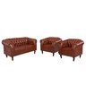 Conjunto 03 Peças Namoradeira e Poltronas Chesterfield Duque Via Encanto Courano Marrom - 1