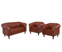 Ver imagem 1 de Conjunto 03 Peças Namoradeira e Poltronas Chesterfield Duque Via Encanto Courano Marrom