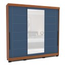 Ver imagem 2 de Roupeiro Lisboa 3 Portas de Correr com Espelho 217x213cm Freijó/Azul 240856