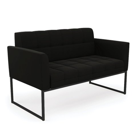Sofá Namoradeira Elisa Suede Preto Base Metálica Industrial Preto - D'Rossi
