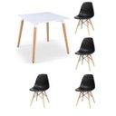 Ver imagem 3 de Kit Mesa Eames Adulto Quadrada 90x90cm Branco 4 Cadeiras Eames sem Braço Preto
