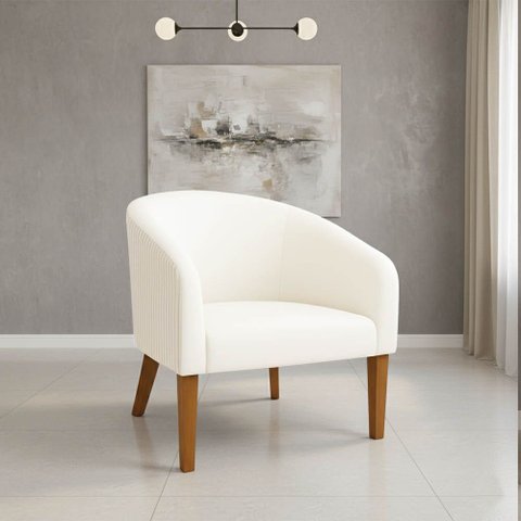 Poltrona Sala Decorativa Stella Pé Madeira Trapézio Castanho Cotelê Ext/veludo D03 - D’Rossi