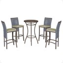 Ver imagem 1 de Mesa Bistrô e 4 Banquetas Roma Marrom Corda Náutica Estofado 7 Trama Original