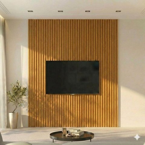 Painel para TV até 85 Polegadas Ripado 100% MDF 250CMX230CM Supremo Marrom