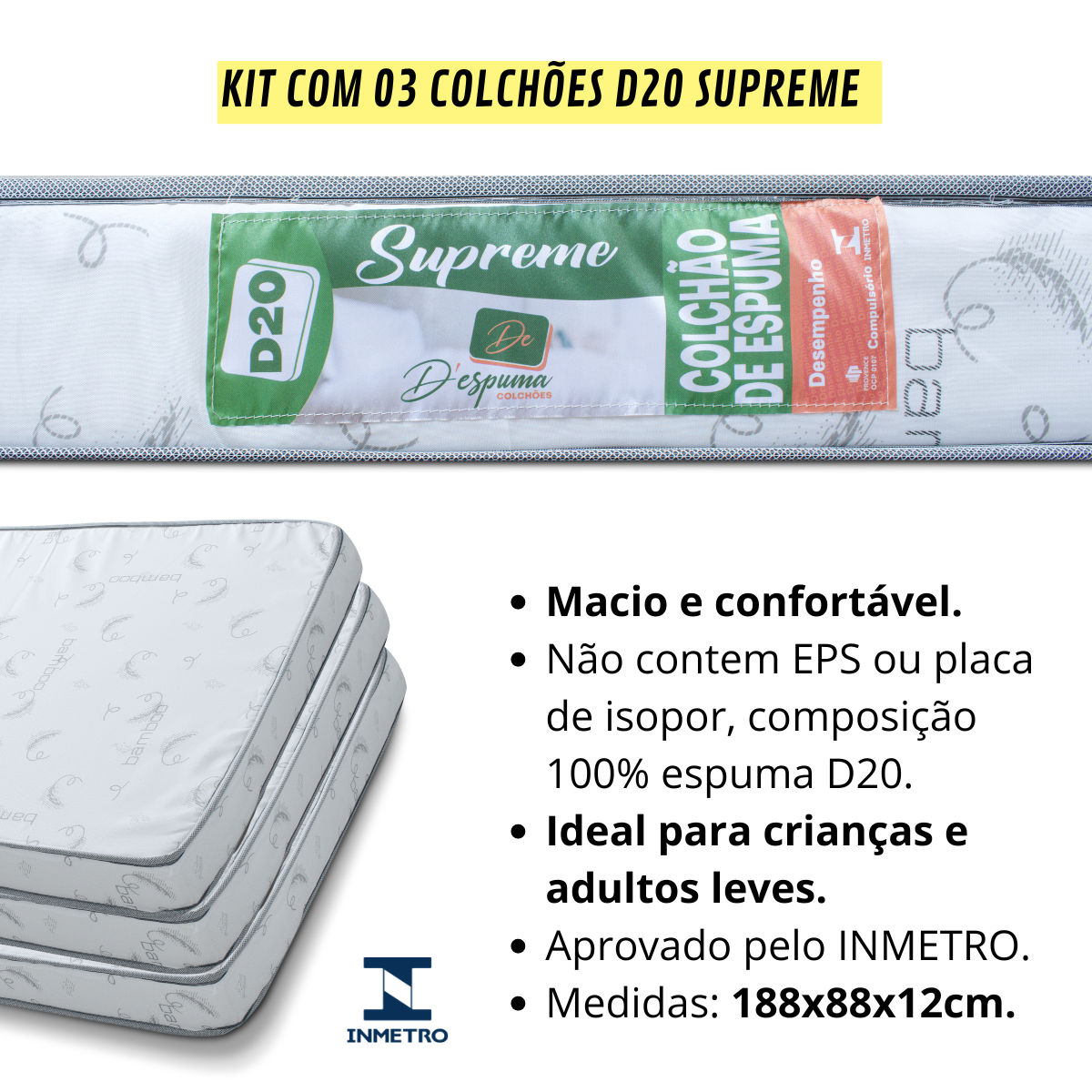 Beliche com Cama Auxiliar 03 Colchões D20 Treliche Completa Cor:branco - 3