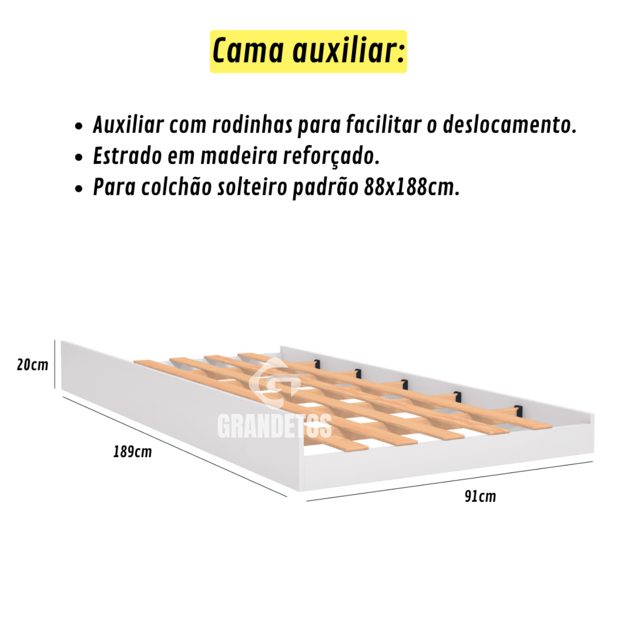 Beliche com Cama Auxiliar 03 Colchões D20 Treliche Completa Cor:branco - 5