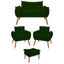 Ver imagem 1 de Kit 02 Poltronas + Namoradeira + Puff Opala Balaqui Decor Verde