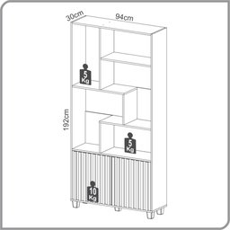 Estante Ripada Em Mdf Preto/Freijó 94 X 30 X 192cm C59 Pfj - 2